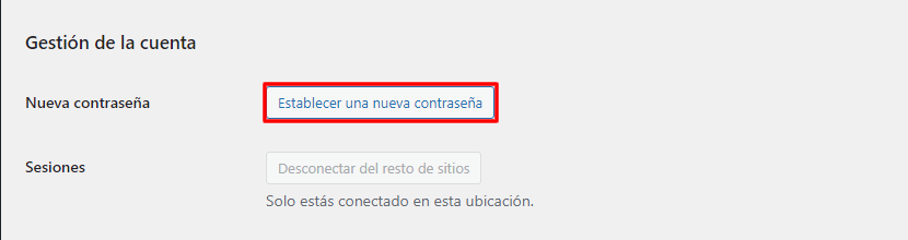 establecer nueva contraseña en wordpress