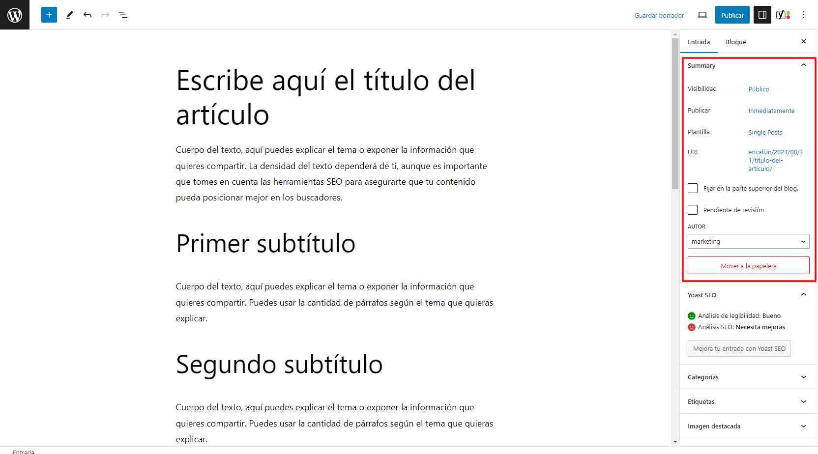 programar una publicacion en wordpress