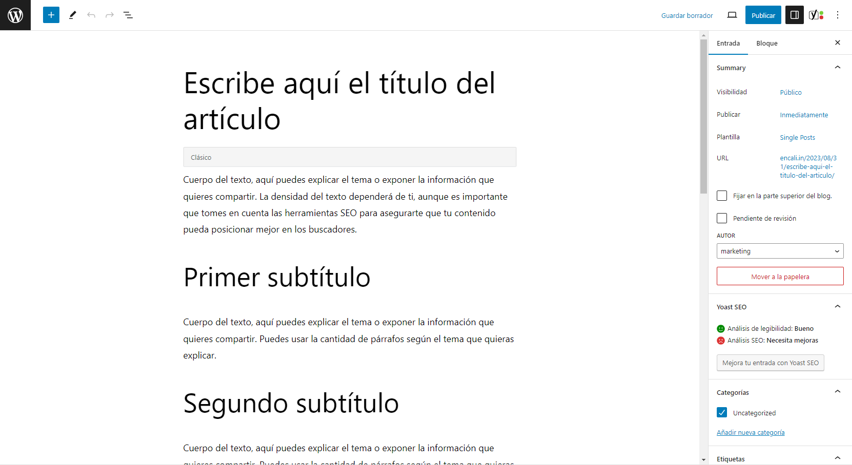 cómo publicar en wordpress