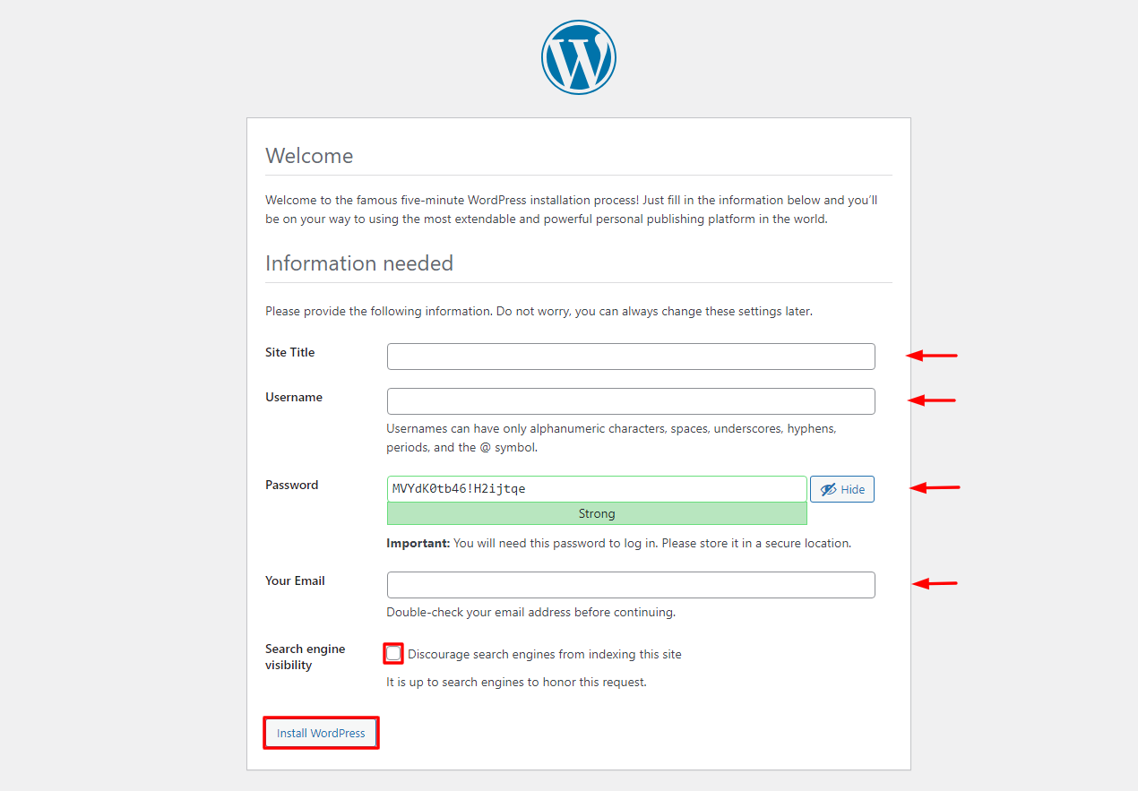 crea tu cuenta en wordpress