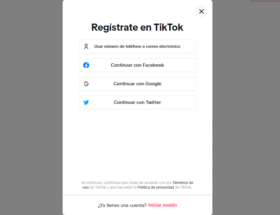 registrarse en tiktok