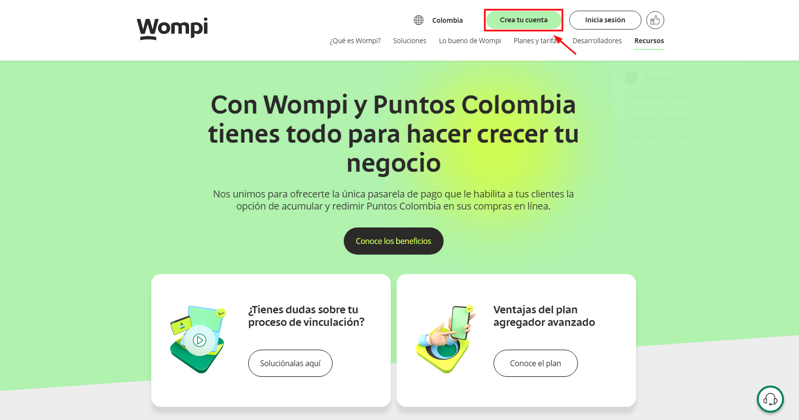 crear cuenta en wompi