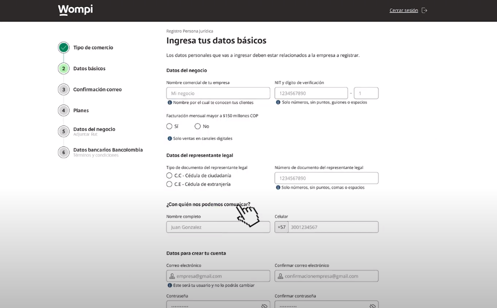 Ingresar datos bancarios