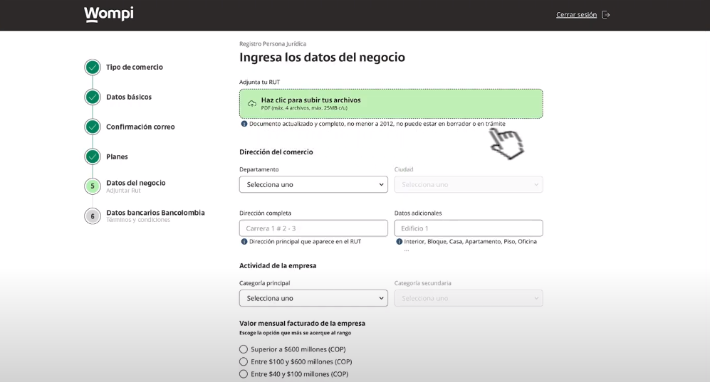 datos del negocio