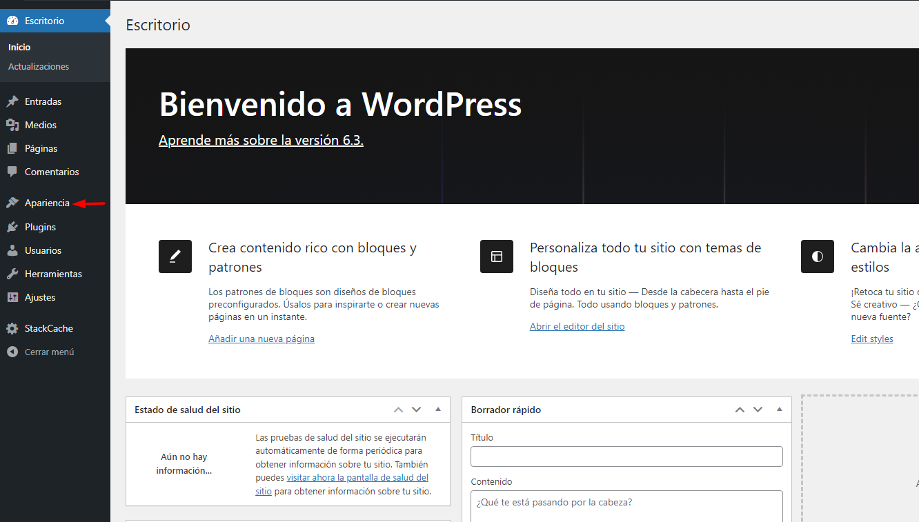 administrador wordpress