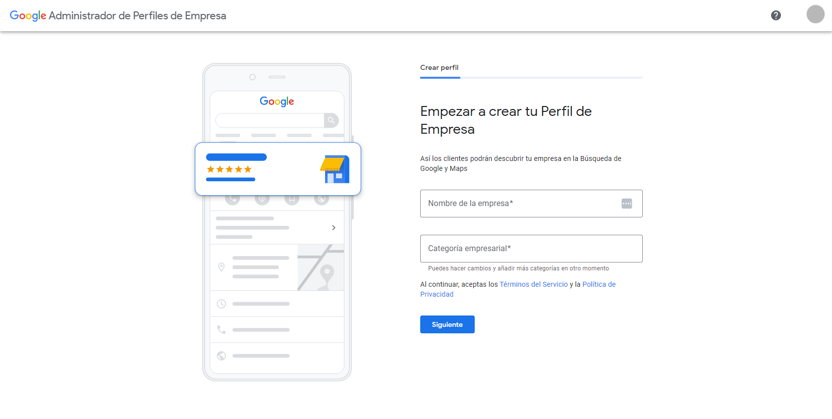 google my business registro